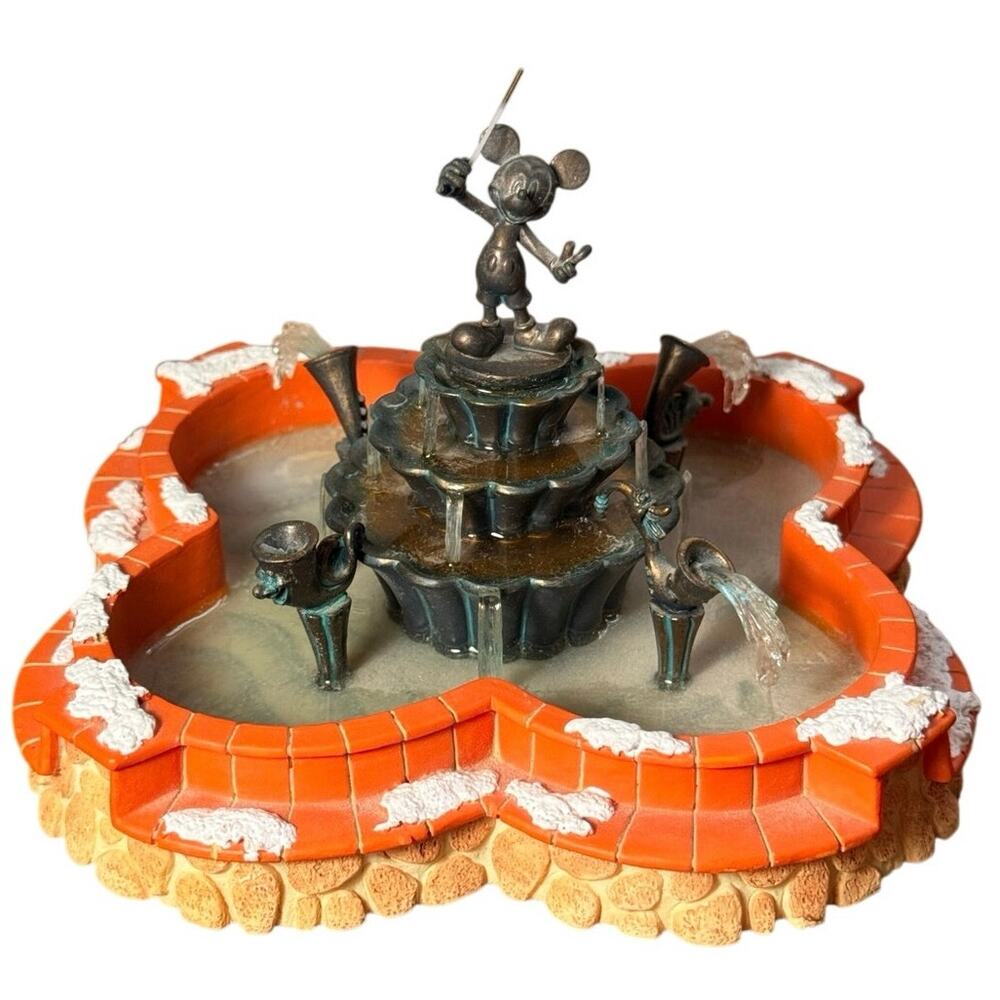 Disney World Mickeys Toontown Fountain Figurine Statue Conductor Mickey Mouse